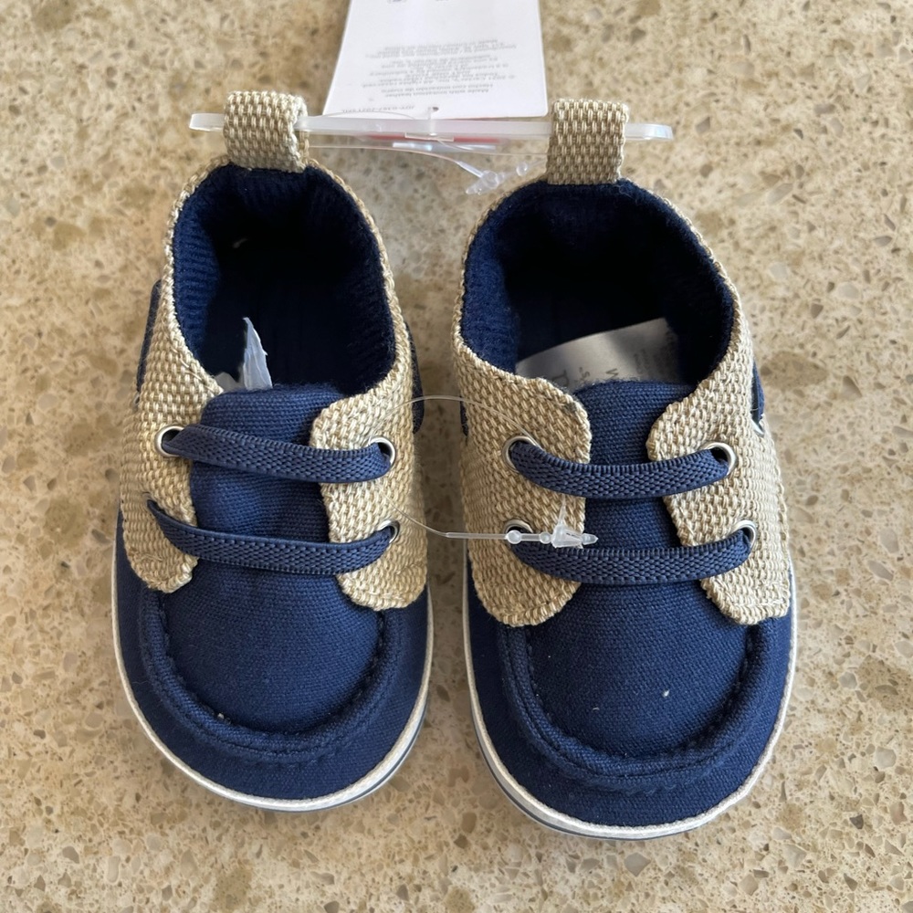 Blue and Beige Baby Carter’s Shoes 3-6months